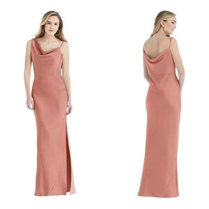 Social Bridesmaids Lux Charmeuse Formal Dress in Desert Rose Size Medium